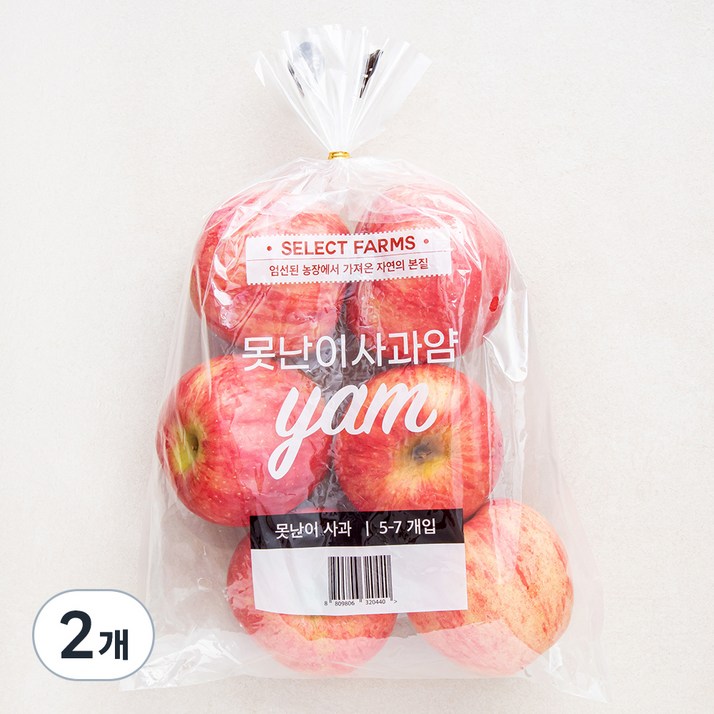 셀렉트팜 못난이 사과 얌 57입 중과, 2개, 1.5kg