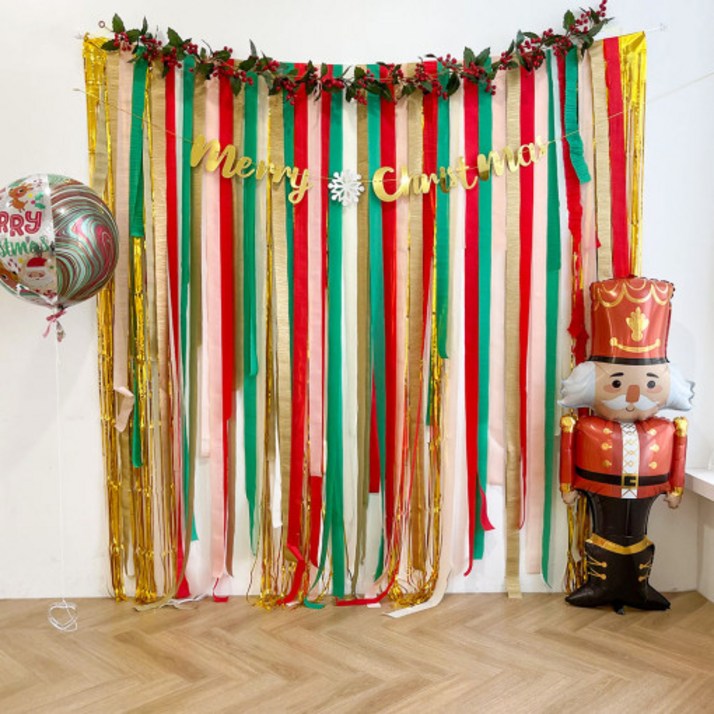 쏙쏙마켓 크리스마스 파티 스트리머 가랜드 세트 (5개입 + 골드커튼 + 가랜드 포함), 크리스마스 스트리머 6개입 + 가랜드 세트, 1개