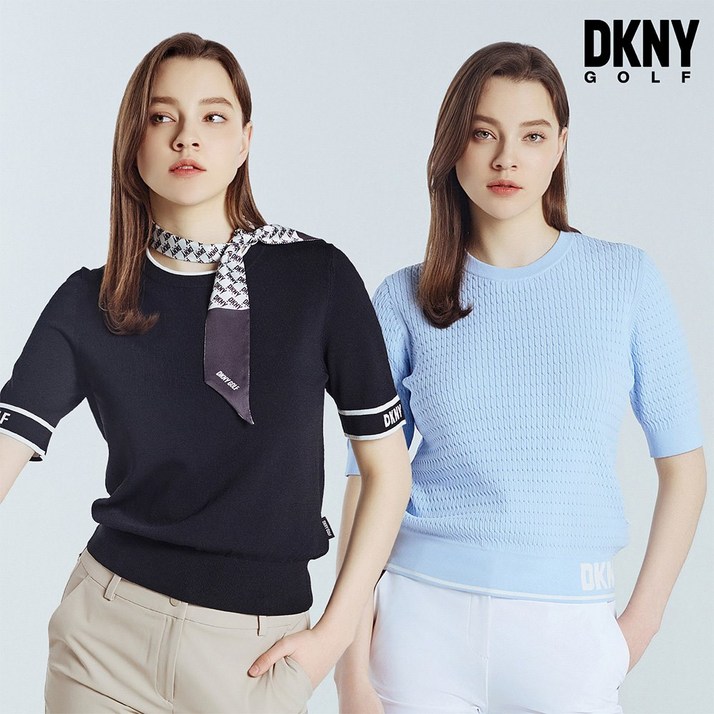 DKNY GOLF 쿨 니트 카라 반팔 티셔츠 여성 11 스카프증정 세트 DKNY GOLF 쿨 니트 카라 반팔 티셔츠 여성 11 스카프증정 세트