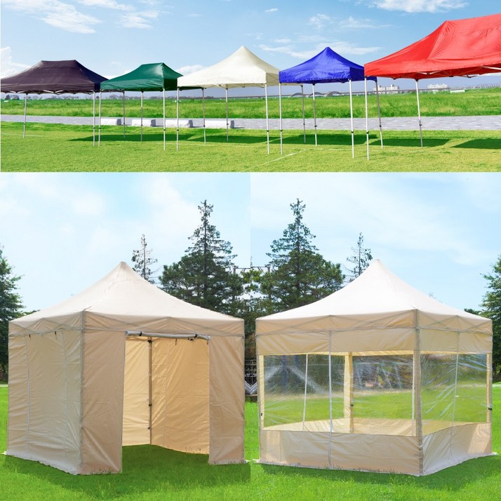 세모천막 접이식 캐노피 천막 행사용 이동식 테라스 바람막이 옥상 포차, 베이지