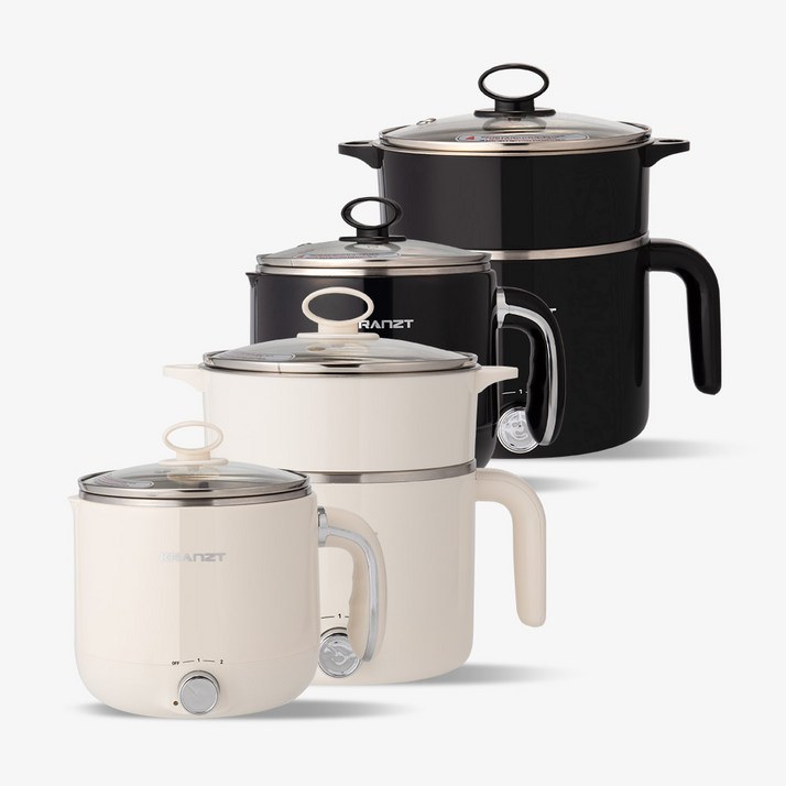 클란츠 더블 멀티포트 1.2L1.8L 대용량 라면포트 더블쿡 찜기포함, 아이보리