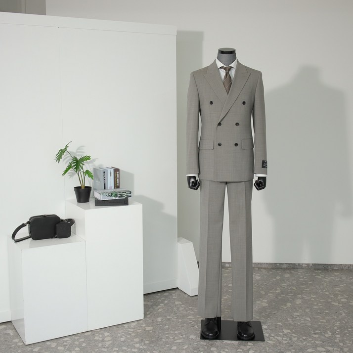 리버클래시 LLM11540BE [LEN-FIT SUIT] 울 혼방 더블 슬림 정장 멜란지베이지
