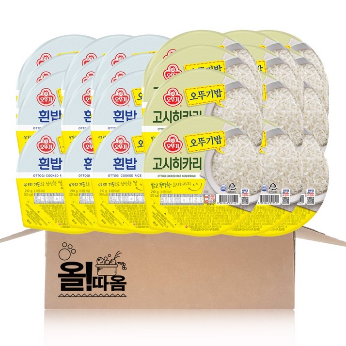 올따옴 오뚜기 맛있는 즉석밥 2종 기획세트 4호흰밥 210g 12고시히카리 210g 12