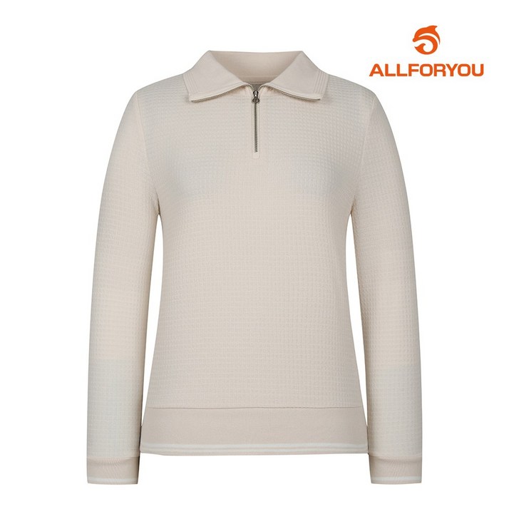 올포유 여성 조직 자가드 니트 카라 반집업 티셔츠 ALTYM2121102