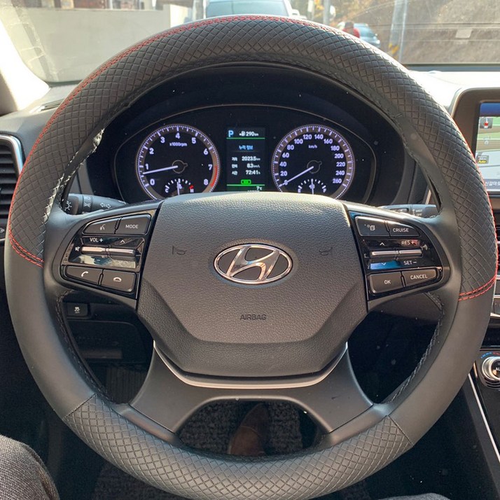 스타리아 스타랙스 봉고 라보 다마스 포터2 원형핸들 공용 스티치 가죽 핸들커버 논슬립그립