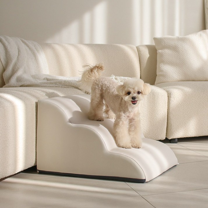 초코펫하우스 강아지계단 라운드 논슬립스텝 4.0, 1개, 아이보리