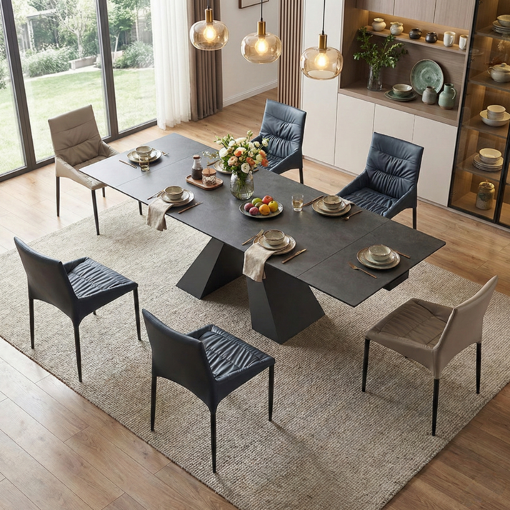 하모니룸 확장형식탁 세라믹 테이블 대형 접이식 거실 다용도 탁자 의자 세트 인테리어 롱테이블