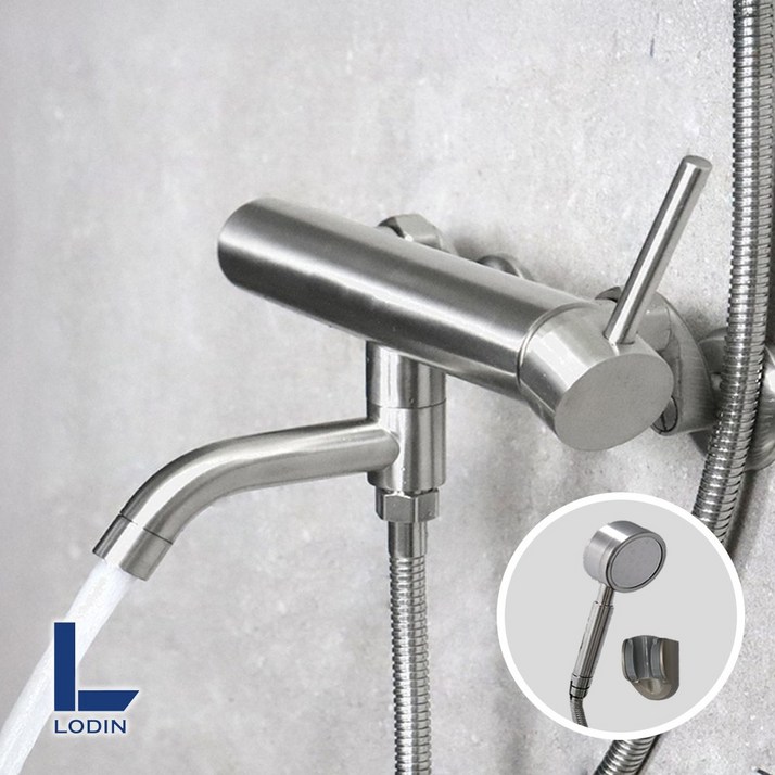 로딘 회전형 샤워기수전 무광 욕실 스텐304 샤워수전 욕조 샤워기 수도꼭지 교체 IN133, 1개