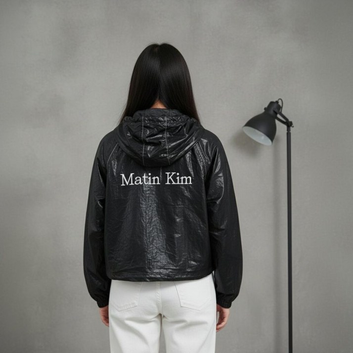 마뗑킴 크롭 바람막이 코팅 점퍼 마땡킴 후드 후디 자켓