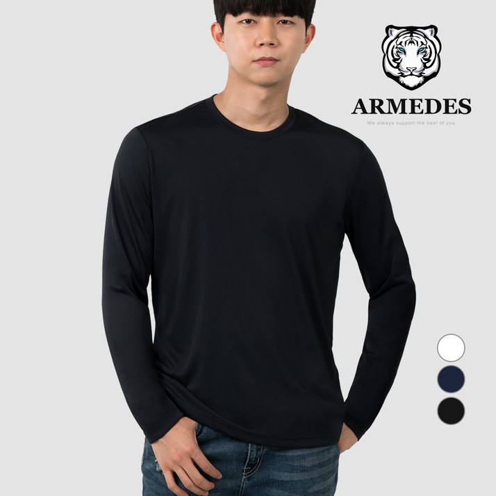 아르메데스 남성용 사계절 긴팔 쿨 티셔츠 JSAR R201