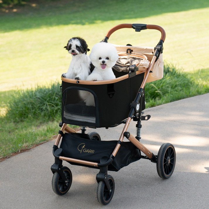가르르 접이식 애견 강아지 유모차 분리형, 골드, 1개