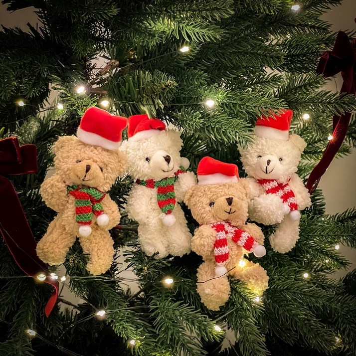MCH 크리스마스 트리 장식품 산타 곰 15cm 4개