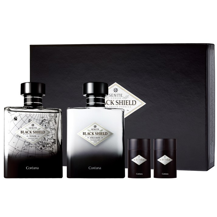 [4종]코리아나 세니떼 옴므 블랙쉴드 2종기획+쇼핑백, 1세트