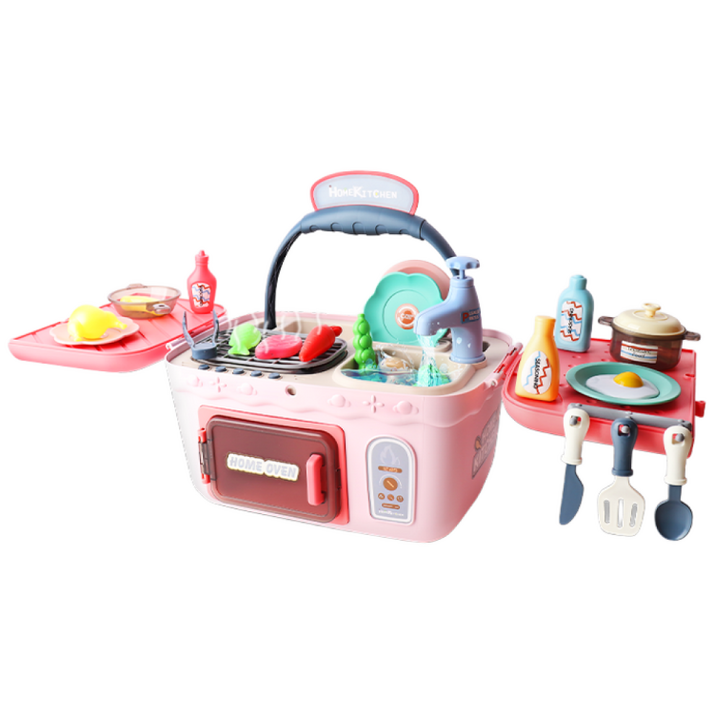 뮤고랑 꼬마쉐프 핑크핑크 싱크대 주방놀이 세트, 혼합색상 1개, 1개