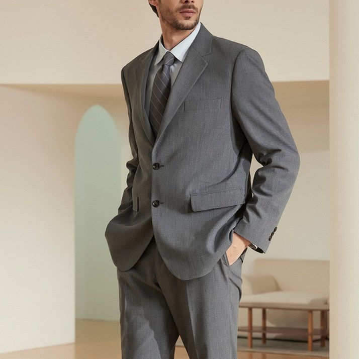 인터메조 25SS 비즈니스 그레이 스트레치 수트 봄 여름 결혼식 면접 정장 하객룩