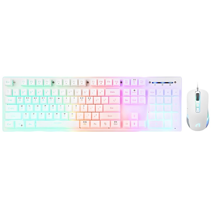 앱코 HACKER 레인보우 LED 게이밍 키보드 마우스 세트 KM400