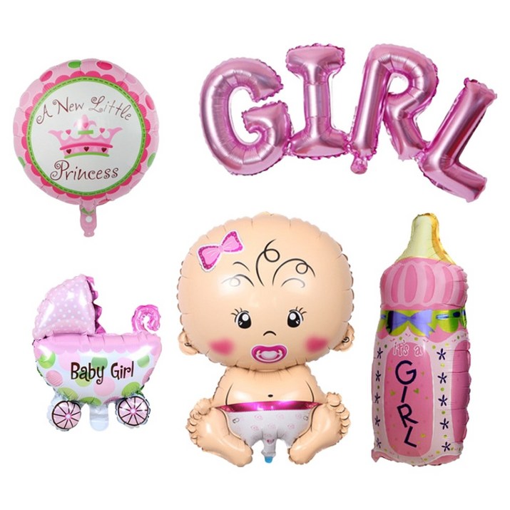 코히모 베이비샤워 젠더리빌 파티 풍선 세트 5W0347, 여자아이, 1세트