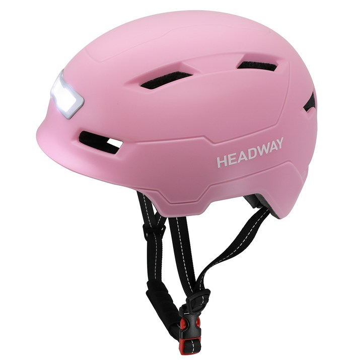 헤드웨이 전후방 LED 라이트 전기스쿠터 자전거 전동킥보드 헬멧 E3-10L, 무광 핑크