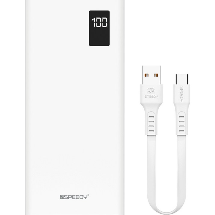 SPEEDY 슬림핏 PD 20W 고속충전 보조배터리 10000mAh 멀티단자 + 20W C타입 케이블, 화이트, SPE-PA10DPQ