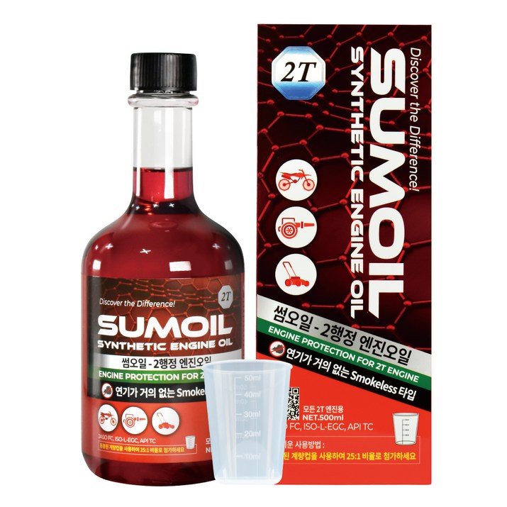 썸오일 저매연 가솔린혼합용 2행정 엔진오일 500ml 2T 오토바이 예초기