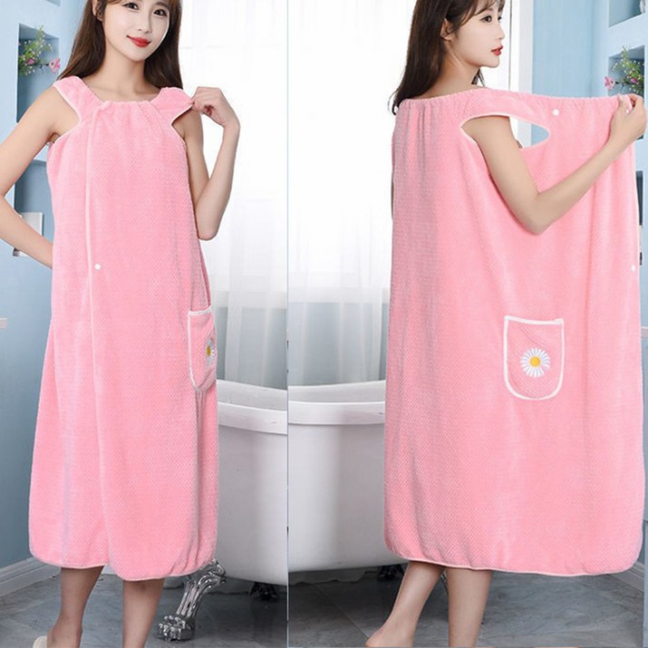 앙플러스 포근한 여성용 목욕 샤워가운, 1개, 핑크
