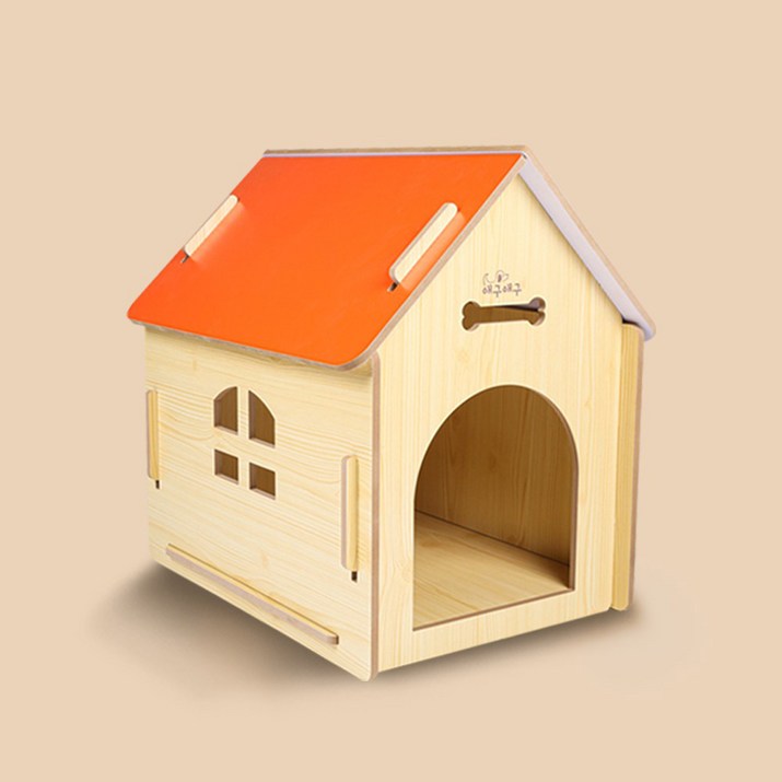 애구애구 강아지 DIY 나무저택 오픈도어형 하우스
