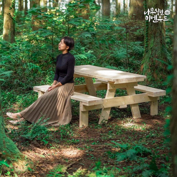 올리브가구 일체형 야외원목테이블 카페테이블 야외평상 바베큐그릴 파라솔 별도 야외테이블세트, 02_일체형 무도색 8인용