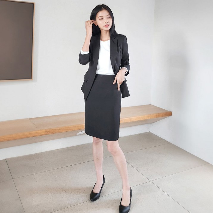 여자 면접 치마 정장 셋트 투피스 셋업 빅사이즈 검정색 가성비세트