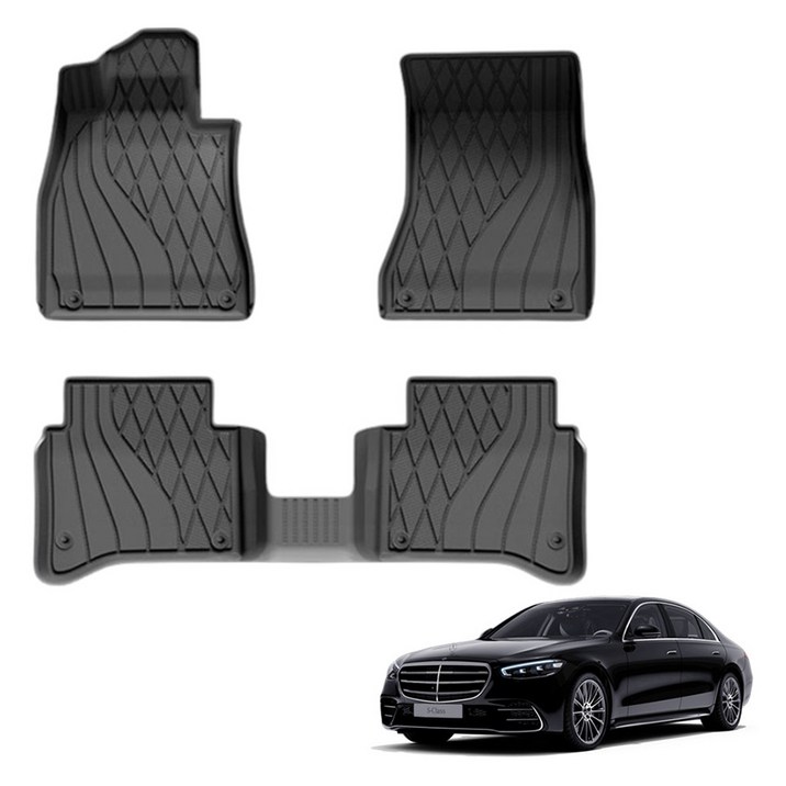 3W 에코라이너 TPE 카매트 1  2열 세트, 벤츠 S클래스 롱바디 V223 2021년형, 블랙