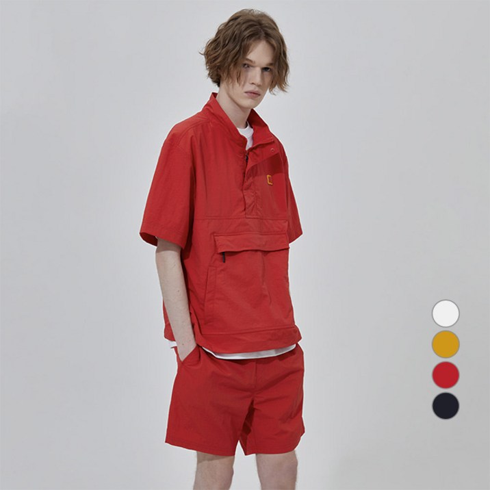 코닥어패럴 남녀공용 컬러플러스 스텐넥 반팔 아노락 나일론 티셔츠