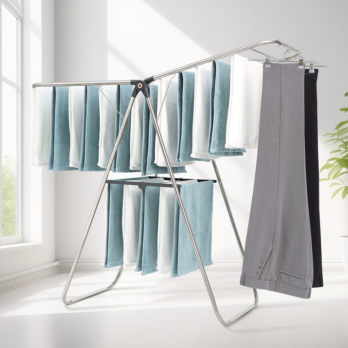 [국내생산] 조은리빙 국내제작 이동접이식 Y형 대형 빨래건조대, 혼합색상