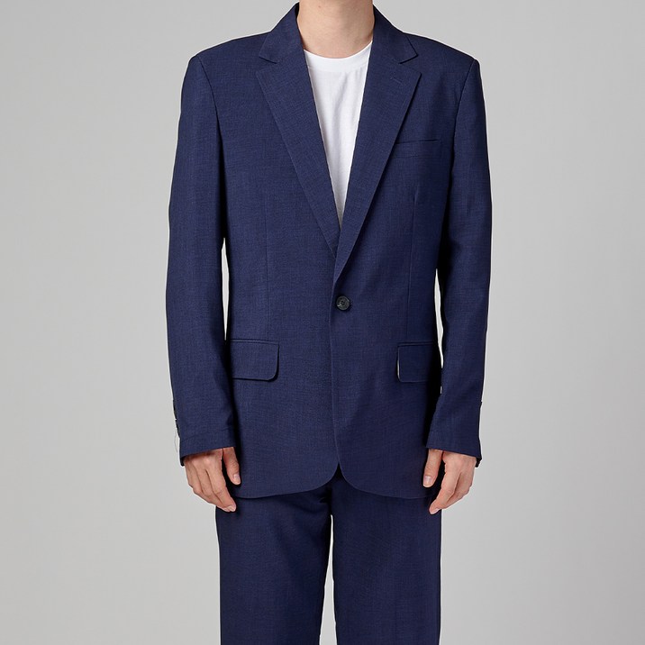 카포넬 남성용 린넨 데일리 플랩포켓 원버튼 자켓 + 바지 정장 세트 CU3001