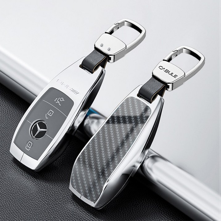 CABULE 호환 벤츠 스마트 키케이스  A클래스 B클래스 C클래스 E클래스 GLA GLC GLE GLB 메탈 탄소섬유 차키케이스 차키링 차키홀더