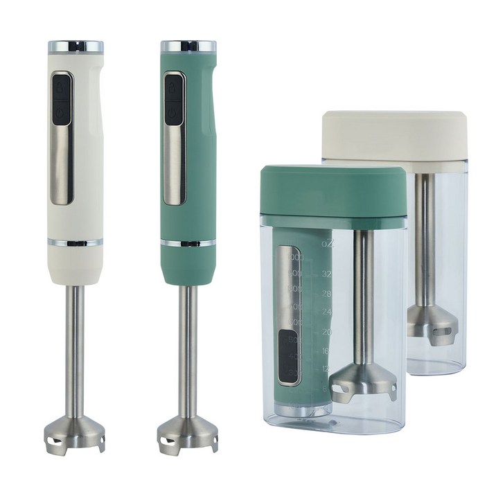 Brand 무선 핸드블렌더 1L / 8단속도조절 믹싱용기 USB충전 휴대용 무선 믹서기 보관용기 강력4중날 분쇄, 아이보리블랜더