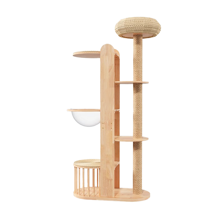New World 원목 캣타워 튼튼한 고양이 원목 캣타워 특대형캣타워 기어오르기 잠자기 일체형 고양이 장난감, 1개, 01 원목색