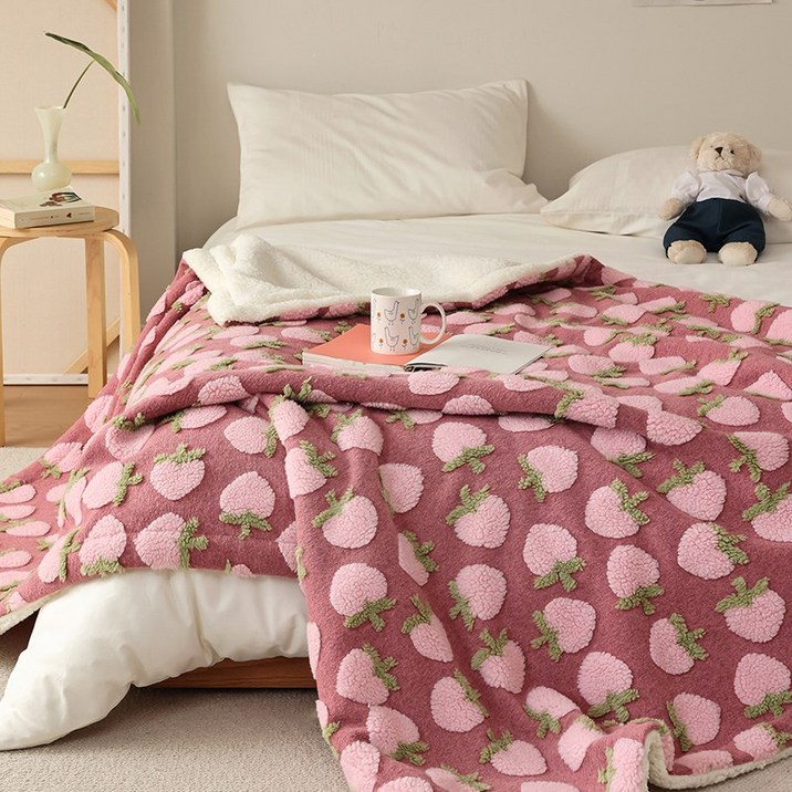 엠제이나나 3D 들꽃 양면 양털 극세사 블랭킷