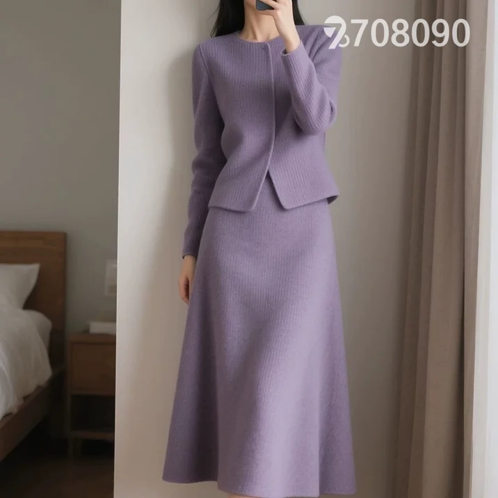 708090 가을 겨울 여성스러운 니트 스커트 투피스세트