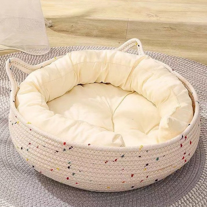 신제품 출시 사계절용 예쁜 반려동물 집보온 고양이 숨숨집개집길고양이집폭신 도넛고양이방석고양이겨울집강아지숨숨집, 1개, 베이지