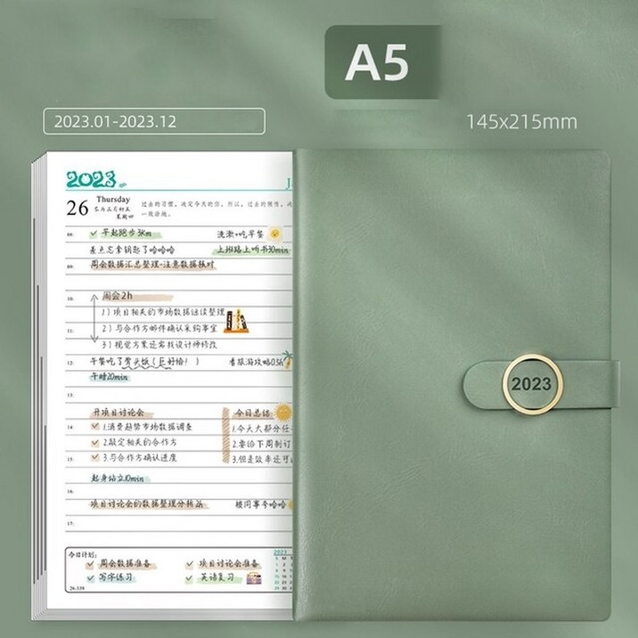 의제 2023 플래너 총알 노트북 및 저널 일기 a5 메모장 일일 스케치북 문구 노트 책 계획 패드