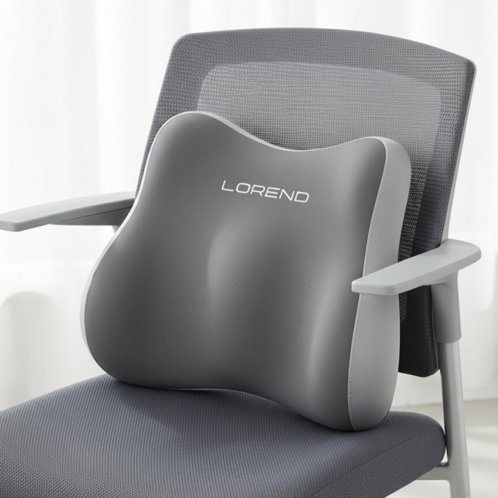 로렌드 하루종일 편안한 사무실 의자 등받이 허리 쿠션 받침대, 투톤 그레이