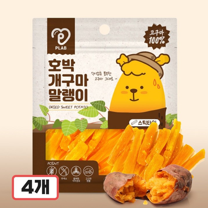 피랩 호박 개구마 말랭이 강아지 고구마 간식, 4개, 307g, 스틱