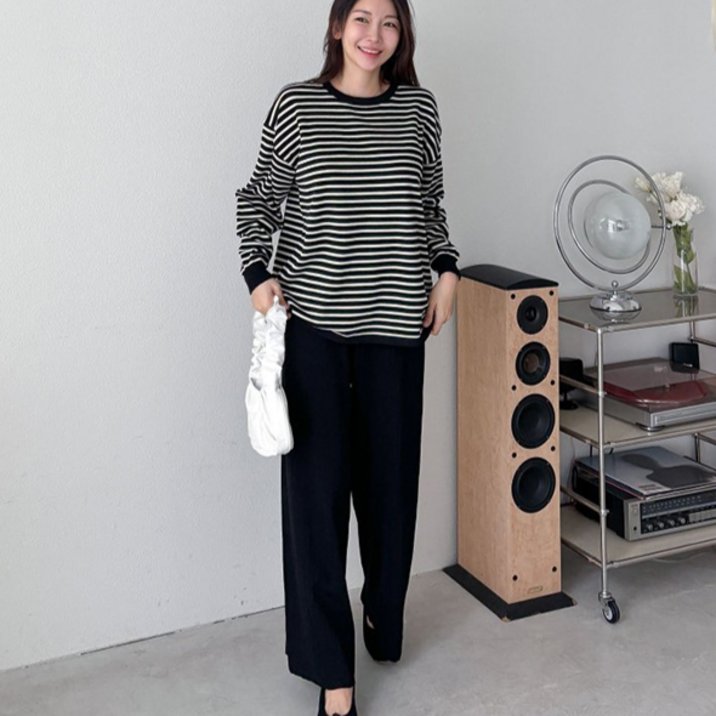 NewCare여성 단가라 니트 바지 투피스 세트 트레이닝복 세트