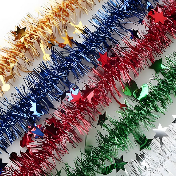 크리스마스 별모루 혼합 10줄 빤짝이 장식 별 재료, 1세트, 혼합