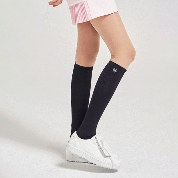 힙스타 여성용 프리미엄 냉감 UV 자외선차단 골프 니삭스 무릎 반타이즈 스타킹 2켤레 세트, 블랙, 블랙