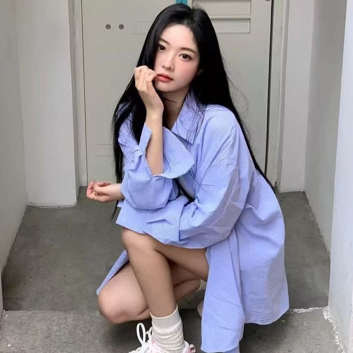 엘쏘 여성용 루즈핏 오버핏 여리핏 힙커버 살안타 긴팔 셔츠