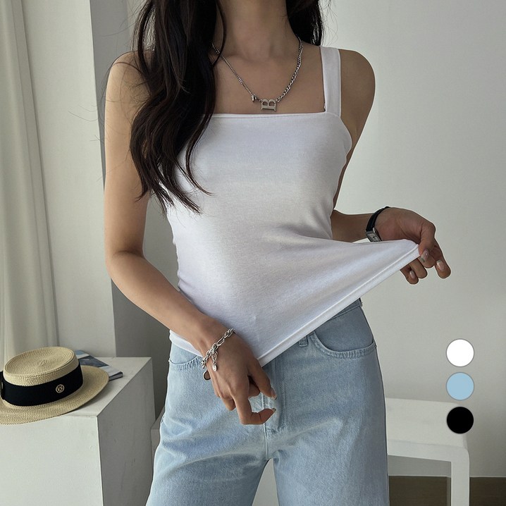 세컨그라운드 여성용 스퀘어넥 스판 나시 티셔츠 세컨그라운드 여성용 스퀘어넥 스판 나시 티셔츠