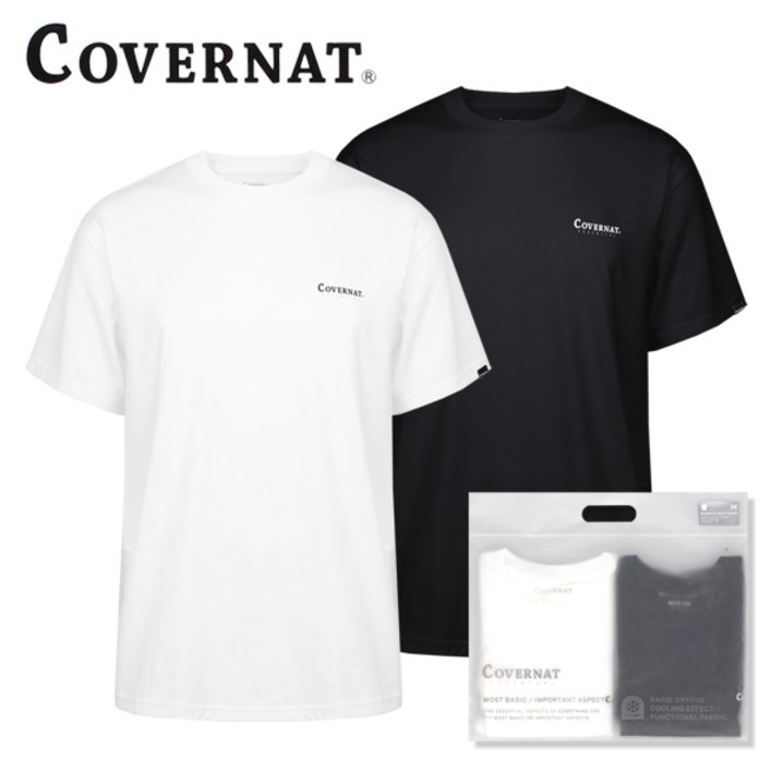 [커버낫 본사]에센셜 쿨 코튼 2-PACK 티셔츠 블랙