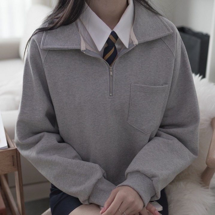 반짚업맨투맨 세미크롭맨투맨 여성반짚업티셔츠