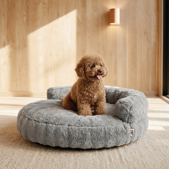 EHEYCIGA 부드러운 털감 강아지방석 방수미끄럼방지 강아지침대, 1개, 연회색