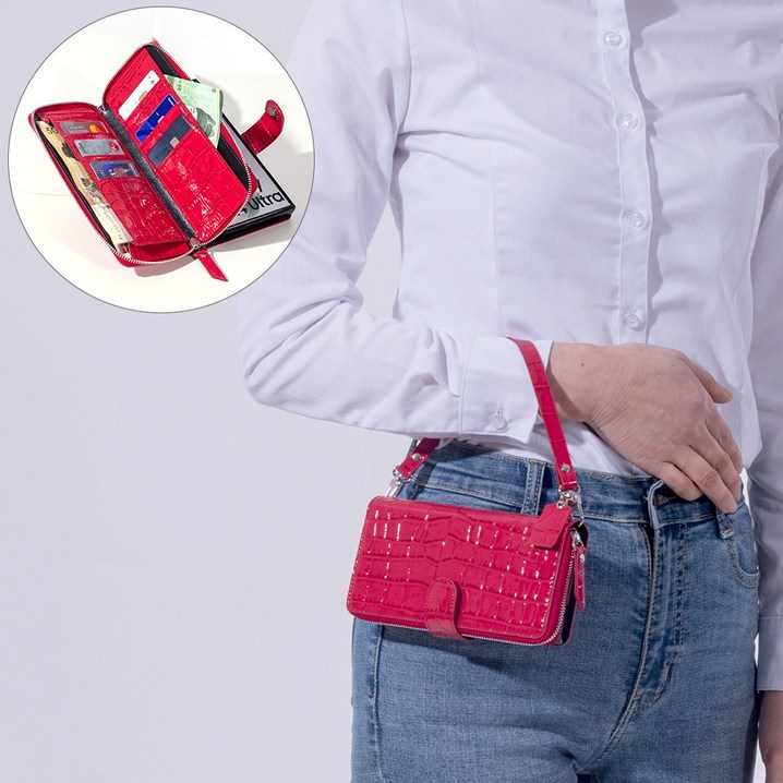 본아띠 헤레스 천연소가죽 지퍼 지갑 케이스 갤럭시A23